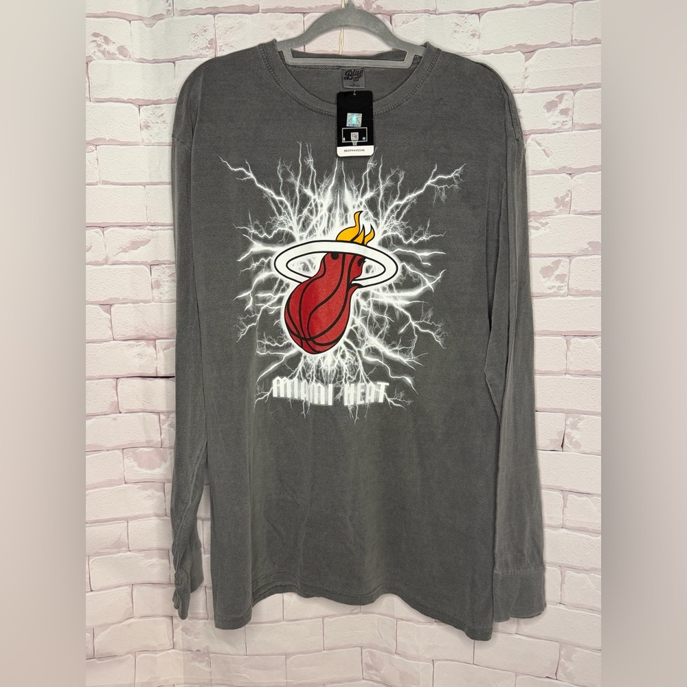 NWT NBA Miami Heat Charcoal Long Sleeve‎ Tee